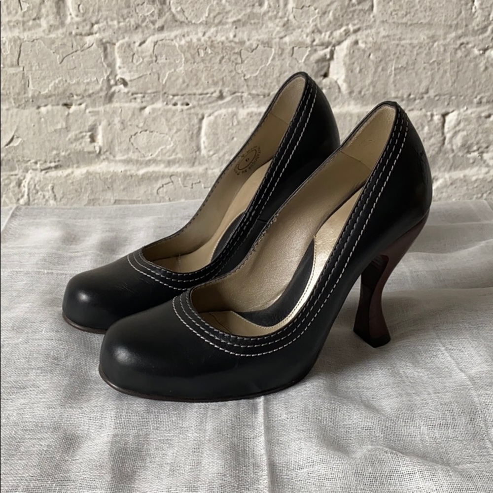 John Fluevog Black Leather Heels